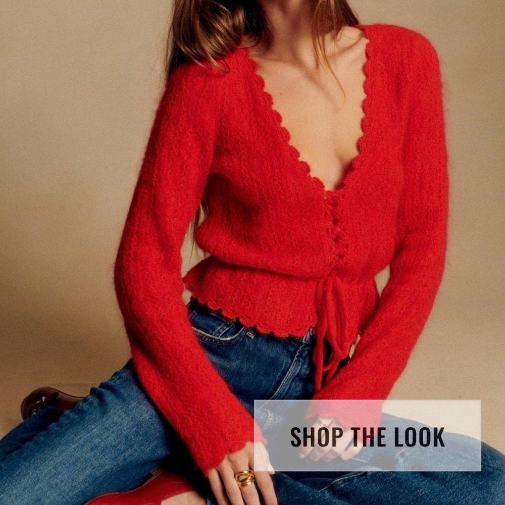 Sezane Elise Cardigan Red - Size M